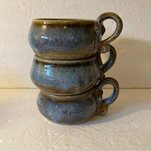 Handcrafted Soup Mugs/Bowls - Blue and Brown